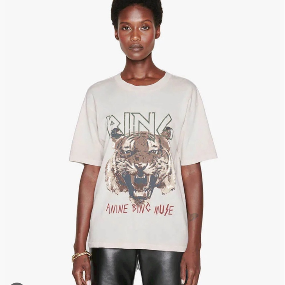 Anine bing tiger graphic tee in stone size L